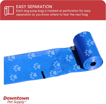 Rainbow Paw Print Poop Bags - 2200 Count with 2 Dispensers, Leak-Proof & Unscented, Convenient Clips for Leashes & Harnesses