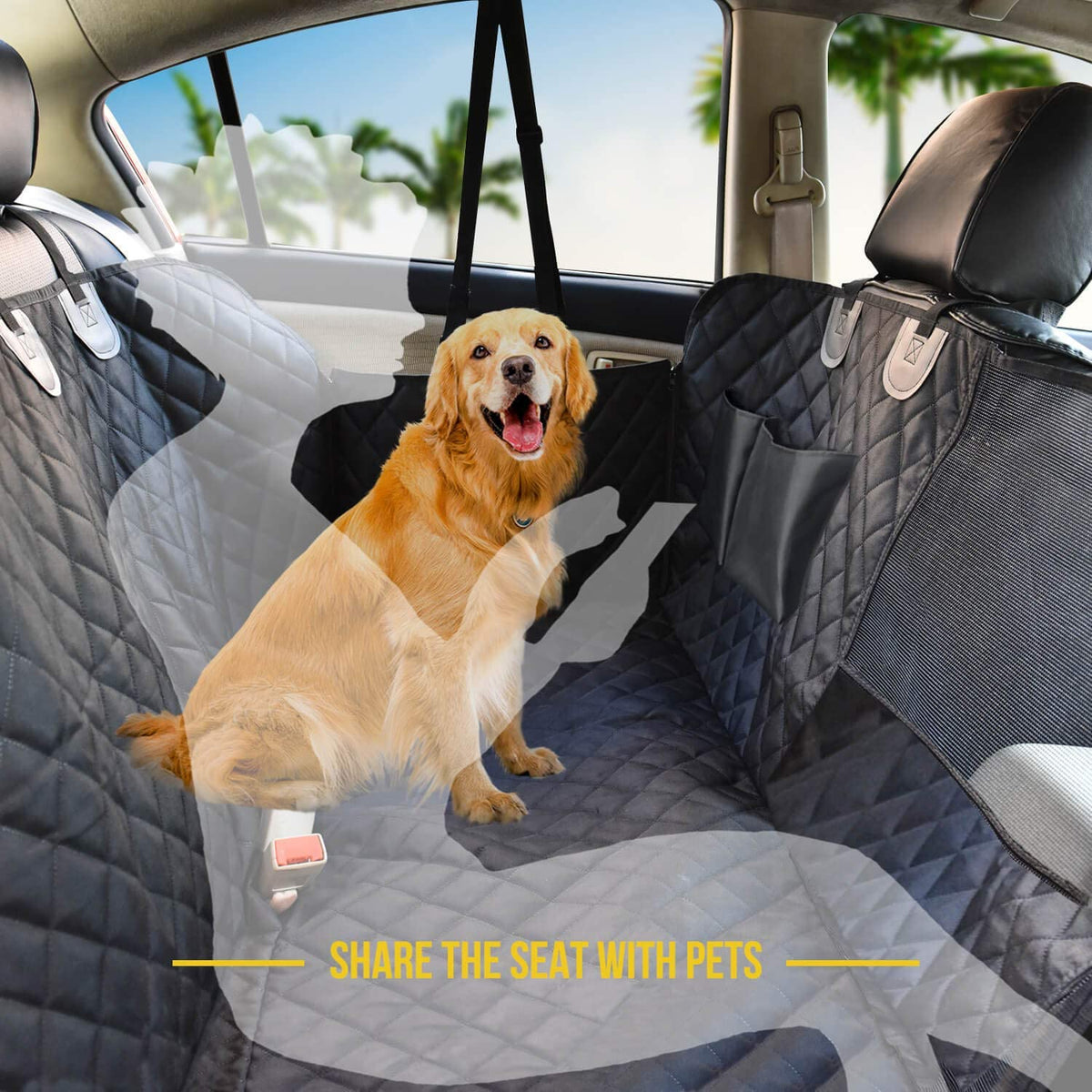 Ultimate Waterproof Dog Car Seat Cover with Mesh Window - Scratch-Resistant Anti-Slip Hammock for Back Seat Protection