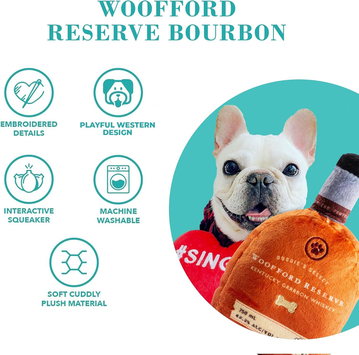 Woofford Reserve Bottle Plush Dog Toy, Drink Parody Toy