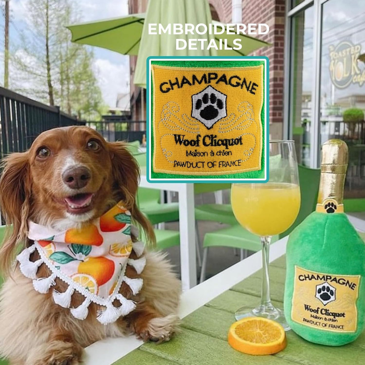 Woof Clicquot Classic Plush Dog Toy Wine Parody Chew Toys