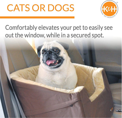 K&H Bucket Booster Dog & Cat Car Seat - Cozy Tan Booster for Small Pets