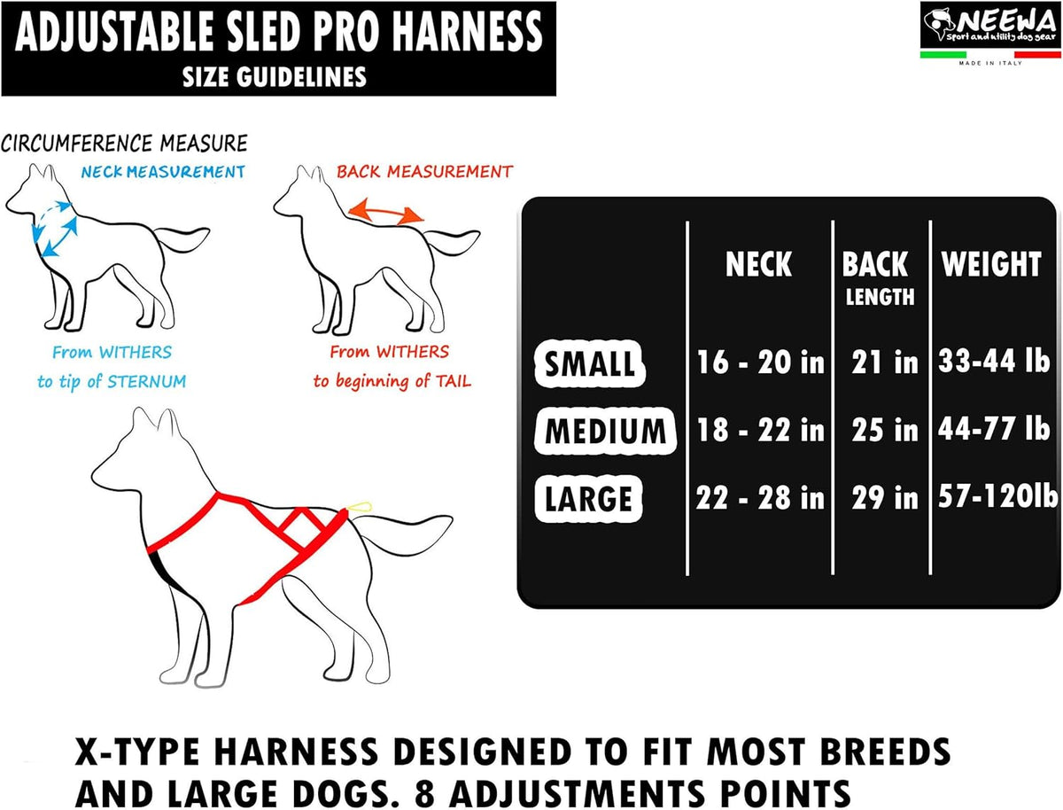 Adjustable Sled Pro Harness - Large, Blue, Dog Pulling Harness, Great for Dog Joring