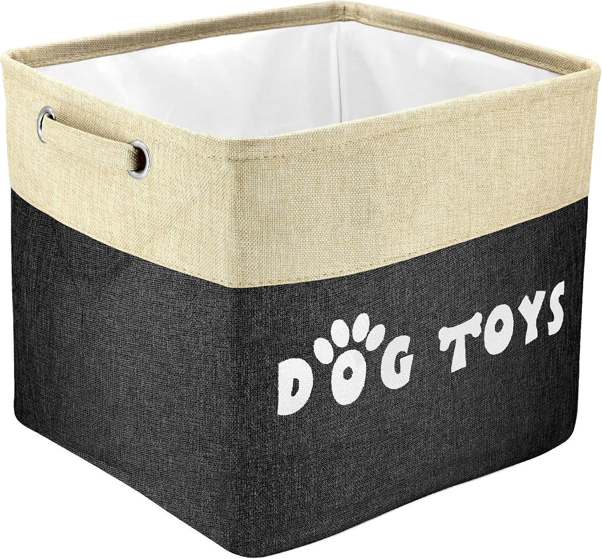 Dog Toy Basket, Large Collapsible, Black, L:15"X13"X12"