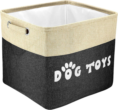 Dog Toy Basket, Large Collapsible, Black, L:15"X13"X12"