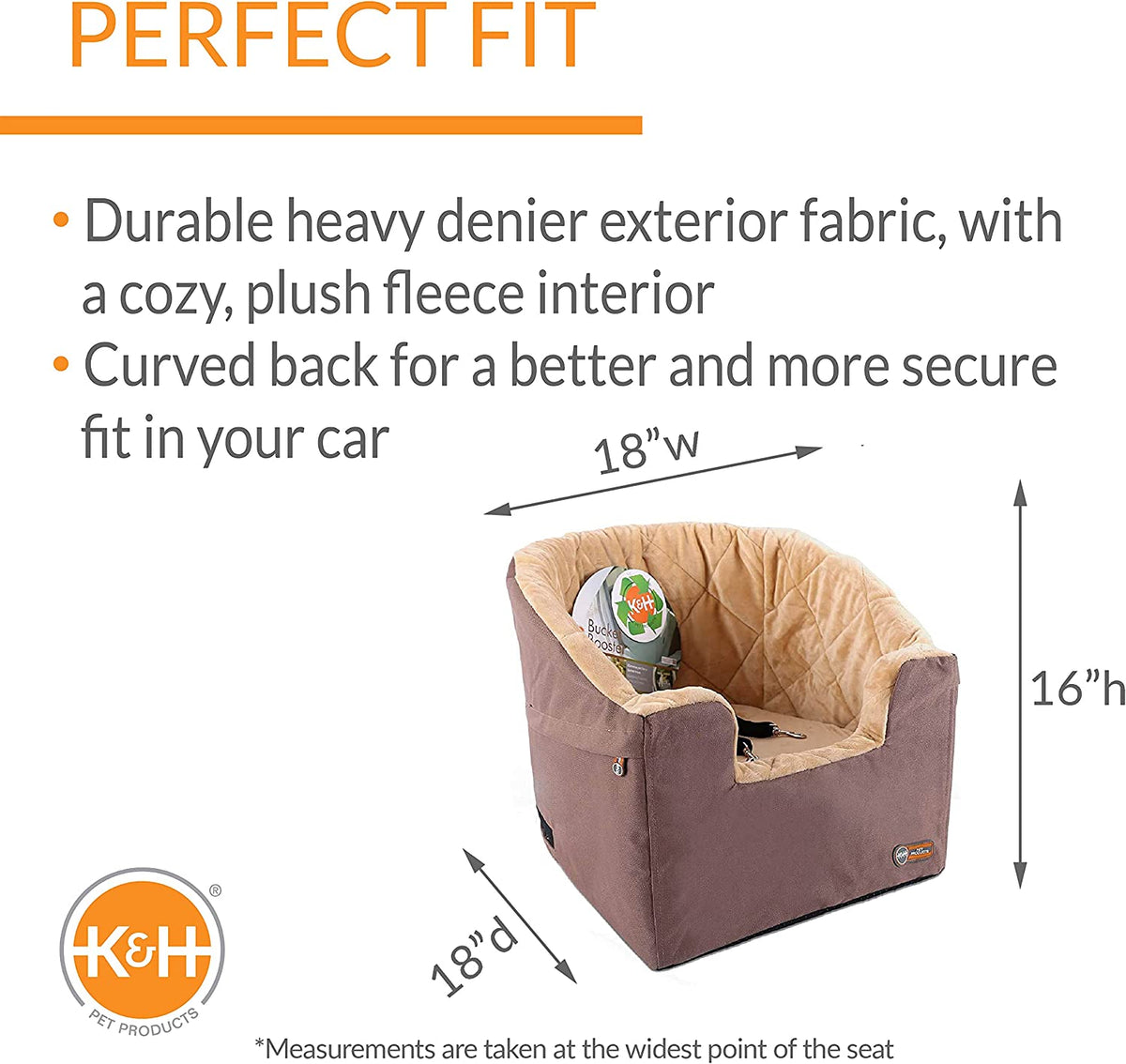 K&H Bucket Booster Dog & Cat Car Seat - Cozy Tan Booster for Small Pets