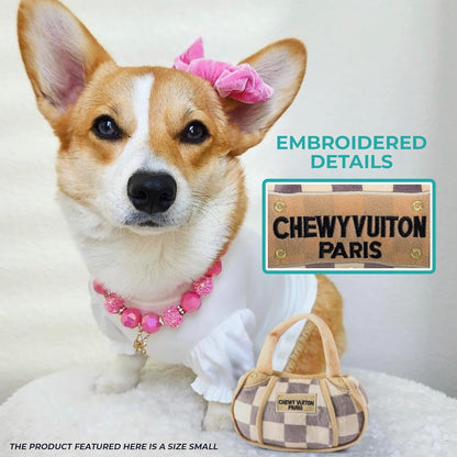 Chewy Vuiton Handbag Plush Dog Toy, Designer Parody Toy