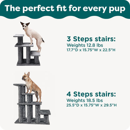 Steady Paws 4-Step Pet Stairs - Perfect for High Beds & Sofas, Stylish Brown Design