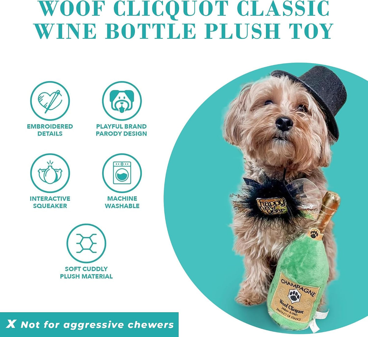 Woof Clicquot Classic Plush Dog Toy Wine Parody Chew Toys