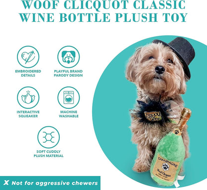 Woof Clicquot Classic Plush Dog Toy Wine Parody Chew Toys