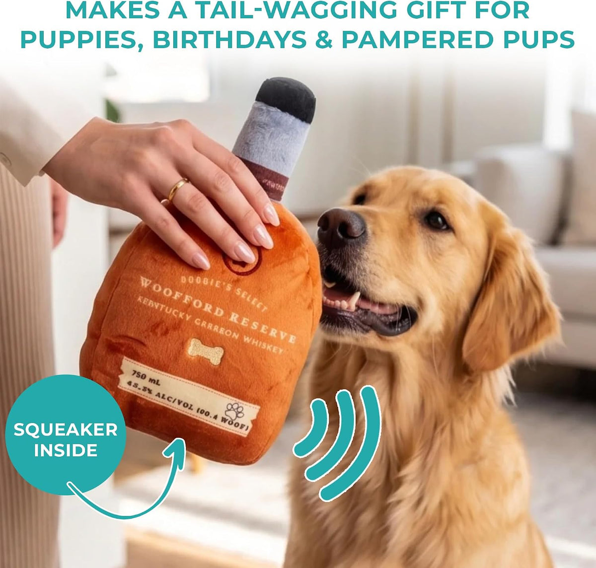 Woofford Reserve Bottle Plush Dog Toy, Drink Parody Toy