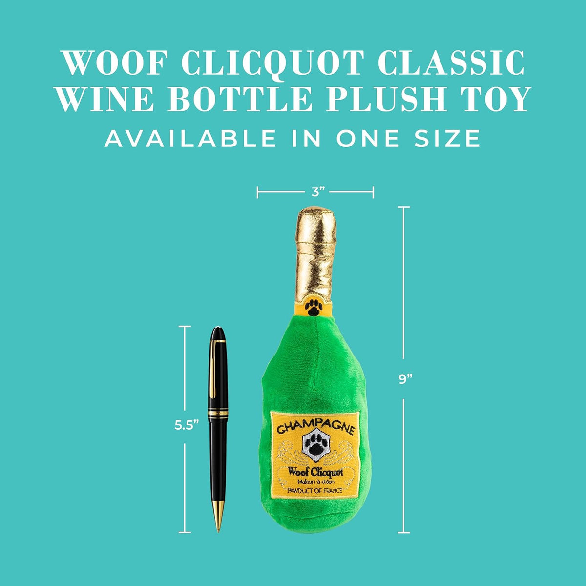 Woof Clicquot Classic Plush Dog Toy Wine Parody Chew Toys