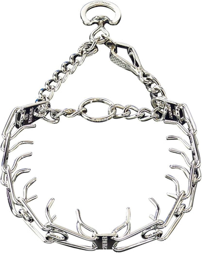 Premium Chrome Plated Steel Dog Training Prong Collar with Quick Release Snap - 23In (58Cm) X 3.2Mm, Fits Neck Sizes Up to 19 Inches