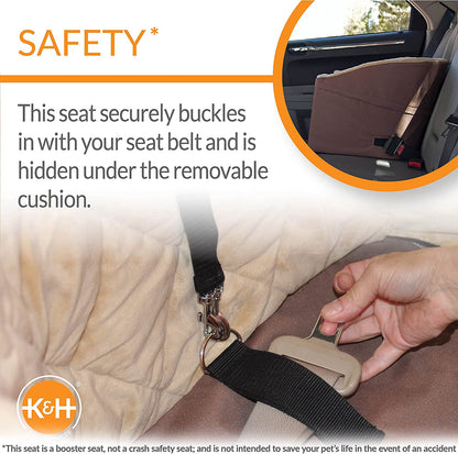 K&H Bucket Booster Dog & Cat Car Seat - Cozy Tan Booster for Small Pets