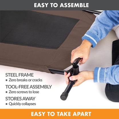 K&H Outdoor Elevated Dog Bed for Small & Medium Pets, Chocolate, 32X25In