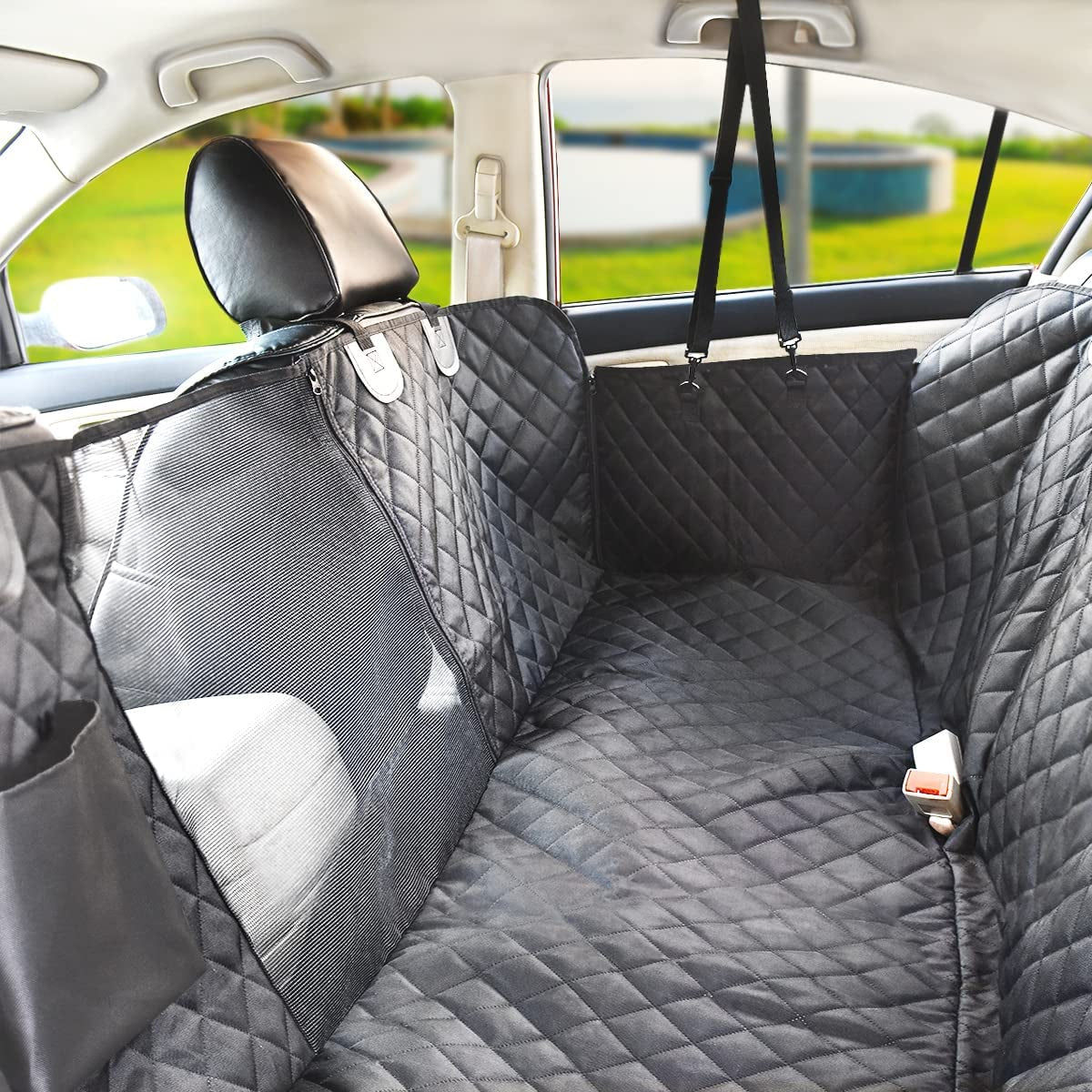 Ultimate Waterproof Dog Car Seat Cover with Mesh Window - Scratch-Resistant Anti-Slip Hammock for Back Seat Protection