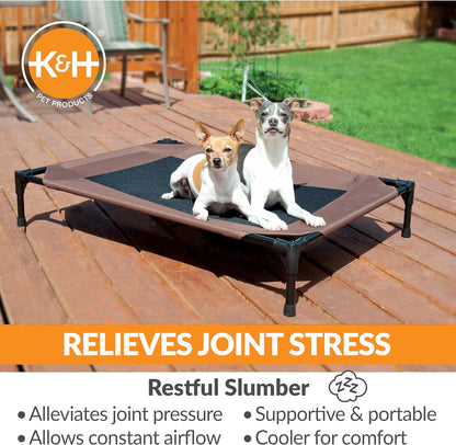 K&H Outdoor Elevated Dog Bed for Small & Medium Pets, Chocolate, 32X25In