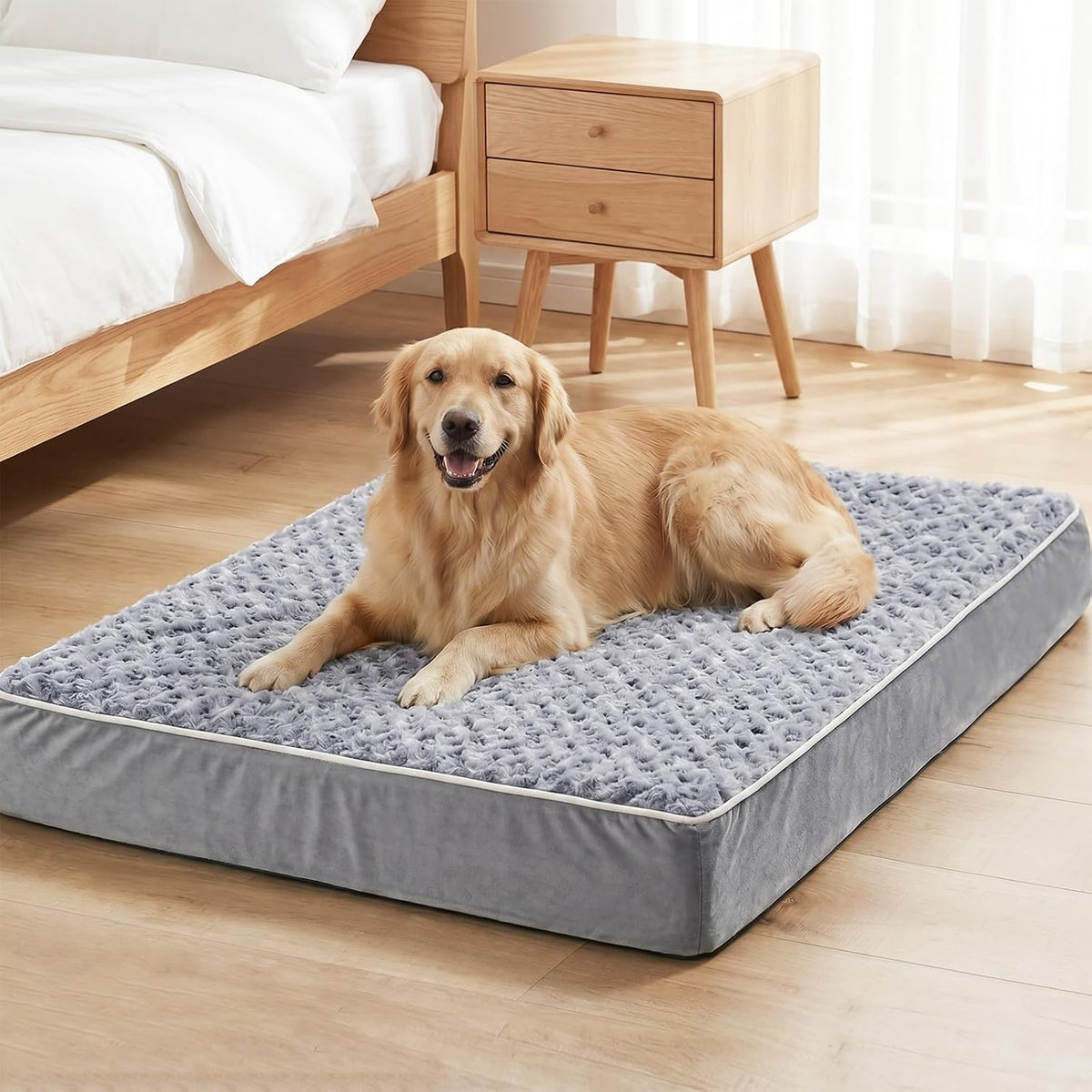 Premium Orthopedic XL Dog Bed for Senior Dogs - Washable Grey Comfort