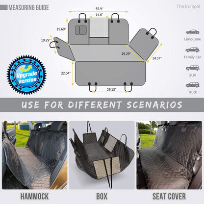 Ultimate Waterproof Dog Car Seat Cover with Mesh Window - Scratch-Resistant Anti-Slip Hammock for Back Seat Protection